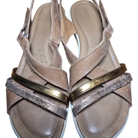 Ecco Felicia Leather Sandals Cashmere/tan / Bronze/brown Cream sole Size 9 - Picture 6 of 8